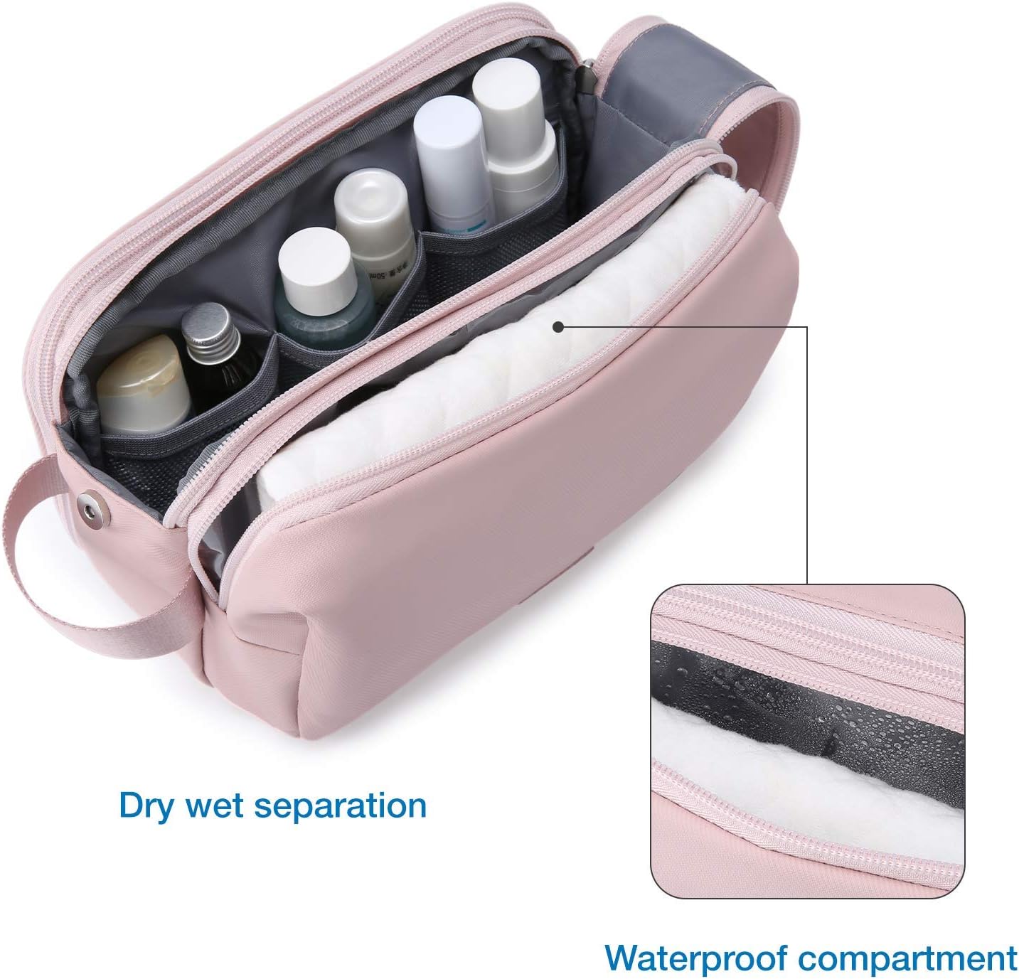 BAGSMART Toiletry Bag for Men， Travel Toiletry Organizer Dopp Kit Water-resistant Shaving Bag for Toiletries Accessories， Black - Image 4